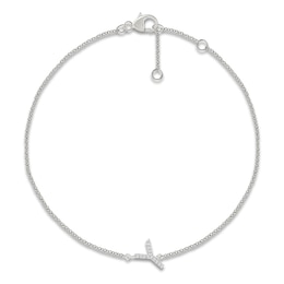 Diamond Initial Y Bracelet 1/20 ct tw 10K White Gold 7.5"