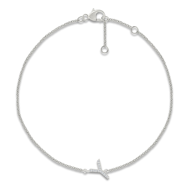 Main Image 1 of Diamond Initial Y Bracelet 1/20 ct tw 10K White Gold 7.5"