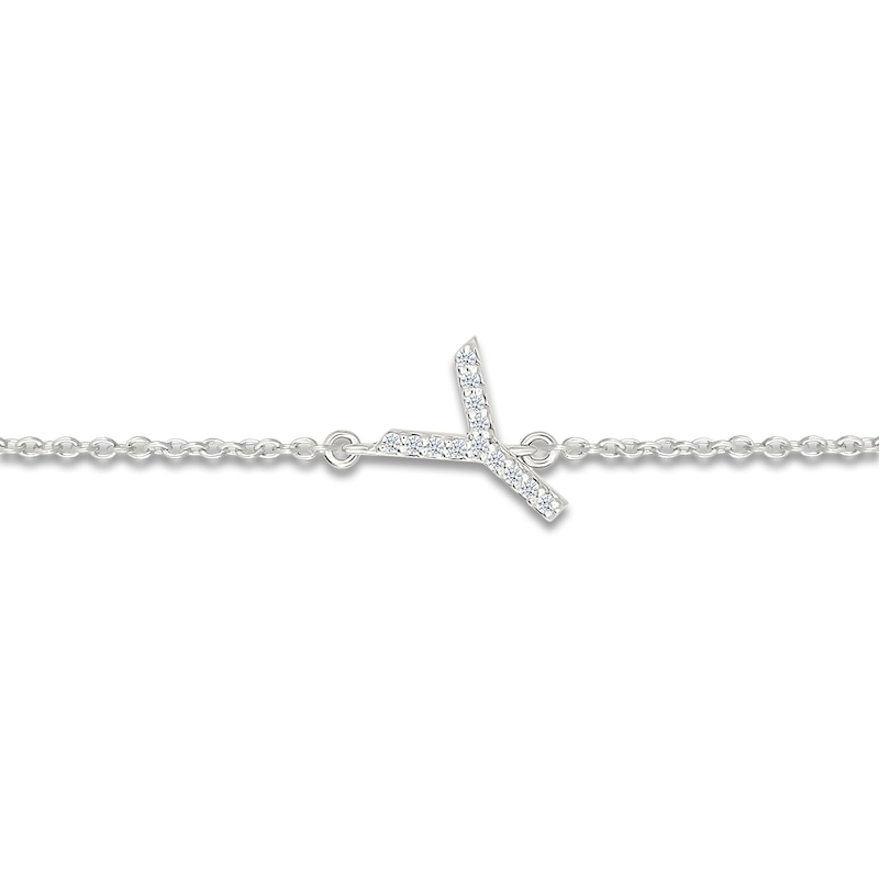 Main Image 2 of Diamond Initial Y Bracelet 1/20 ct tw 10K White Gold 7.5"