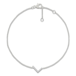 Diamond Initial L Bracelet 1/15 ct tw 10K White Gold 7.5"