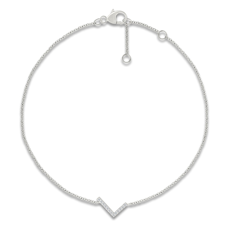 Main Image 1 of Diamond Initial L Bracelet 1/15 ct tw 10K White Gold 7.5"