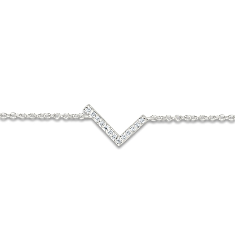 Main Image 2 of Diamond Initial L Bracelet 1/15 ct tw 10K White Gold 7.5"