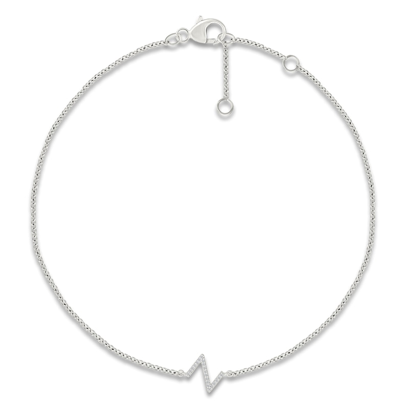 Main Image 1 of Diamond Initial Z Bracelet 1/15 ct tw 10K White Gold 7.5"
