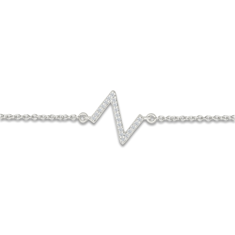 Main Image 2 of Diamond Initial Z Bracelet 1/15 ct tw 10K White Gold 7.5"