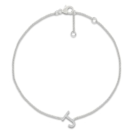 Diamond Initial J Bracelet 1/15 ct tw 10K White Gold 7.5"