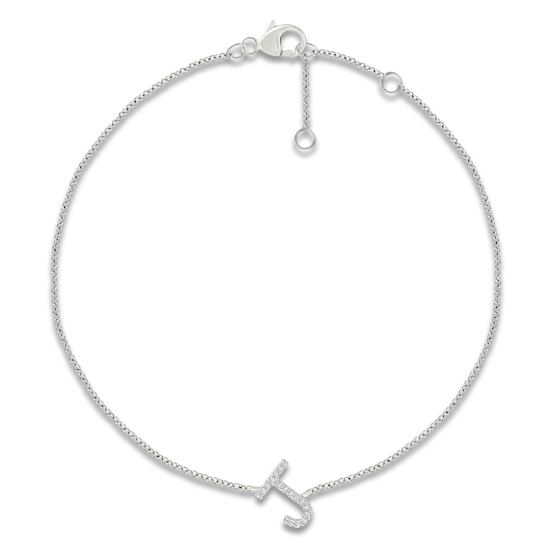 Main Image 1 of Diamond Initial J Bracelet 1/15 ct tw 10K White Gold 7.5"