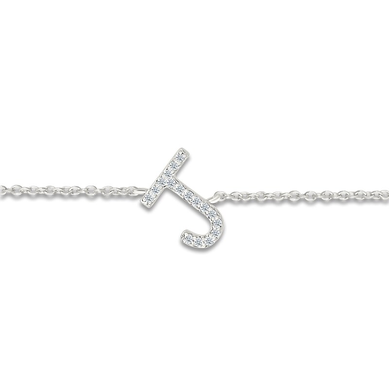 Main Image 2 of Diamond Initial J Bracelet 1/15 ct tw 10K White Gold 7.5"