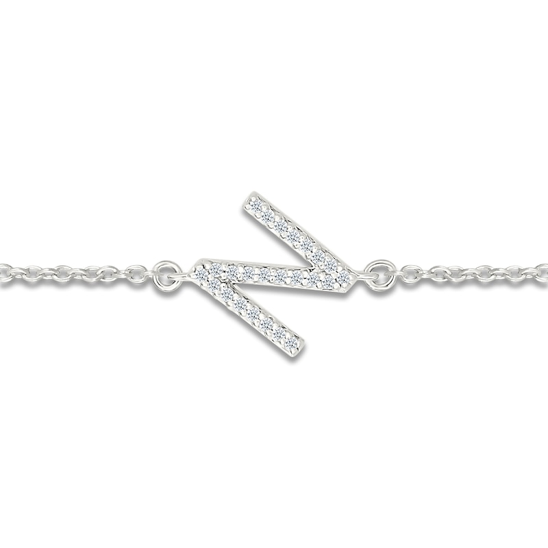 Main Image 2 of Diamond Initial N Bracelet 1/15 ct tw 10K White Gold 7.5"