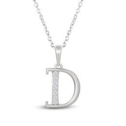 Diamond Initial D Necklace 1/20 ct tw 10K White Gold 18"