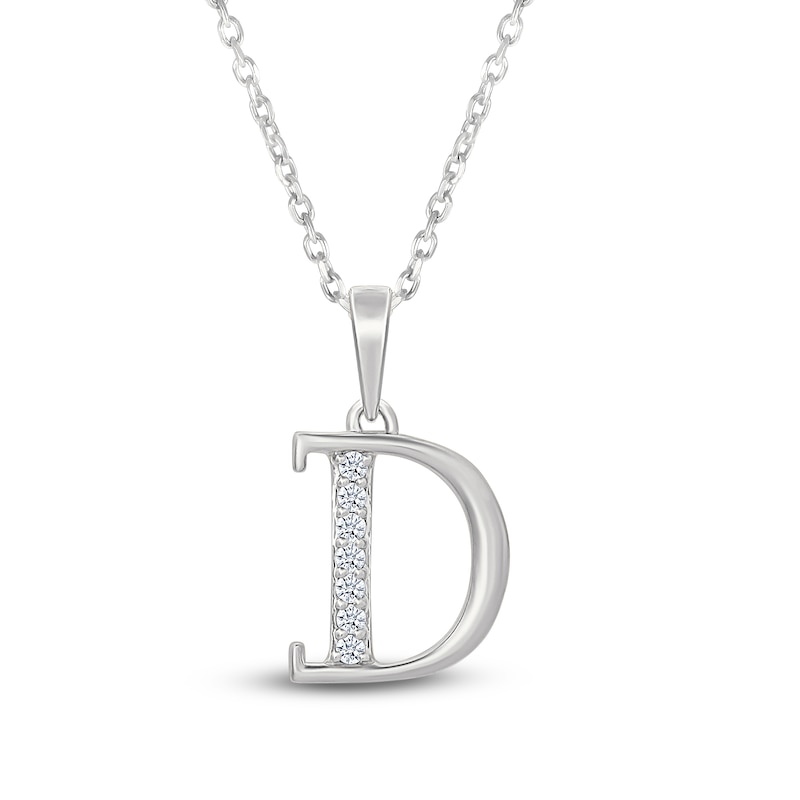 Main Image 1 of Diamond Initial D Necklace 1/20 ct tw 10K White Gold 18"