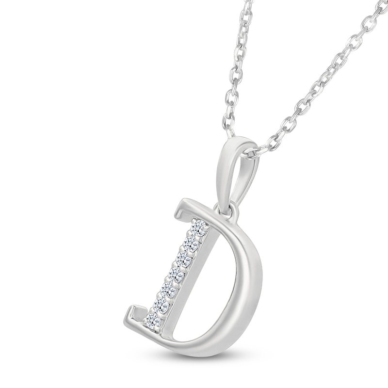 Main Image 2 of Diamond Initial D Necklace 1/20 ct tw 10K White Gold 18"