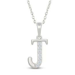 Diamond Initial J Necklace 1/20 ct tw 10K White Gold 18"