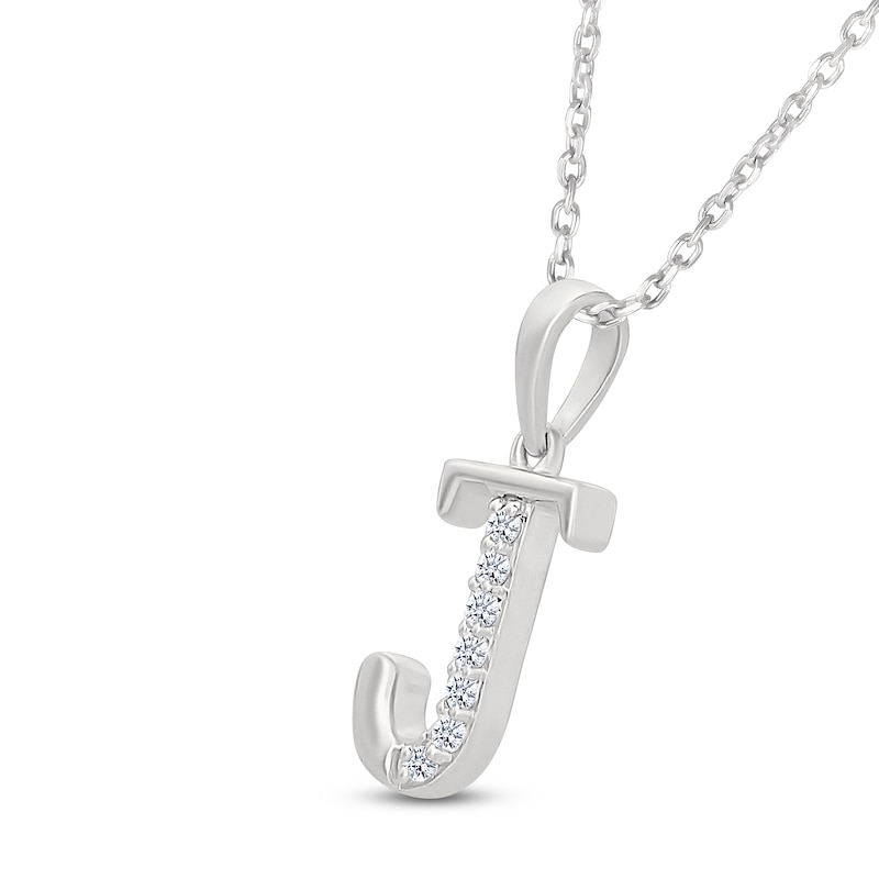 Main Image 2 of Diamond Initial J Necklace 1/20 ct tw 10K White Gold 18"
