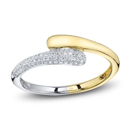 Shy Creation Diamond Pavé Bypass Ring 1/8 ct tw 14K Two-Tone Gold