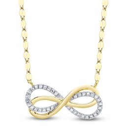 Shy Creation Diamond Double Infinity Necklace 1/15 ct tw 14K Yellow Gold 18"