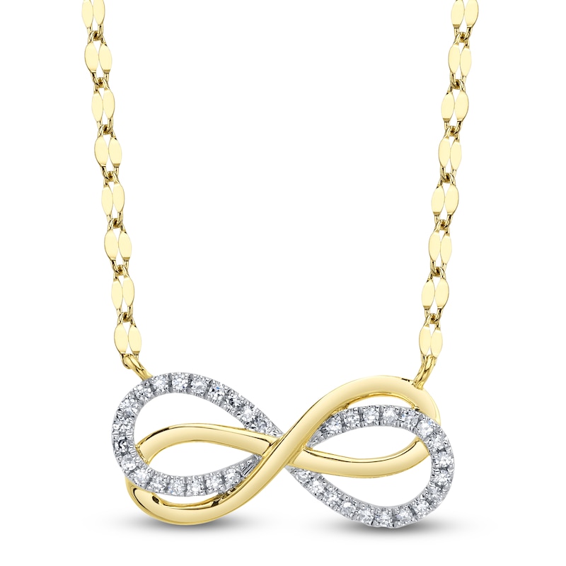 Main Image 1 of Shy Creation Diamond Double Infinity Necklace 1/15 ct tw 14K Yellow Gold 18"