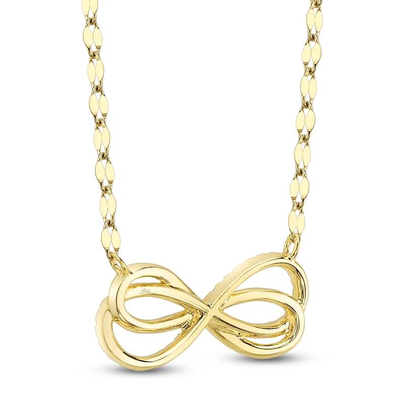 Main Image 3 of Shy Creation Diamond Double Infinity Necklace 1/15 ct tw 14K Yellow Gold 18"