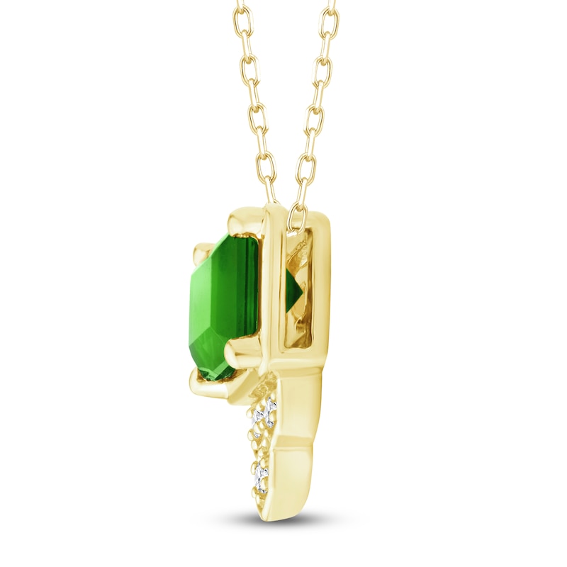 Main Image 2 of Baguette-Cut Natural Brazilian Cruzeiro Tourmaline & Diamond Accent Necklace 14K Yellow Gold 18"