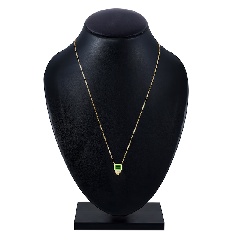 Main Image 4 of Baguette-Cut Natural Brazilian Cruzeiro Tourmaline & Diamond Accent Necklace 14K Yellow Gold 18"