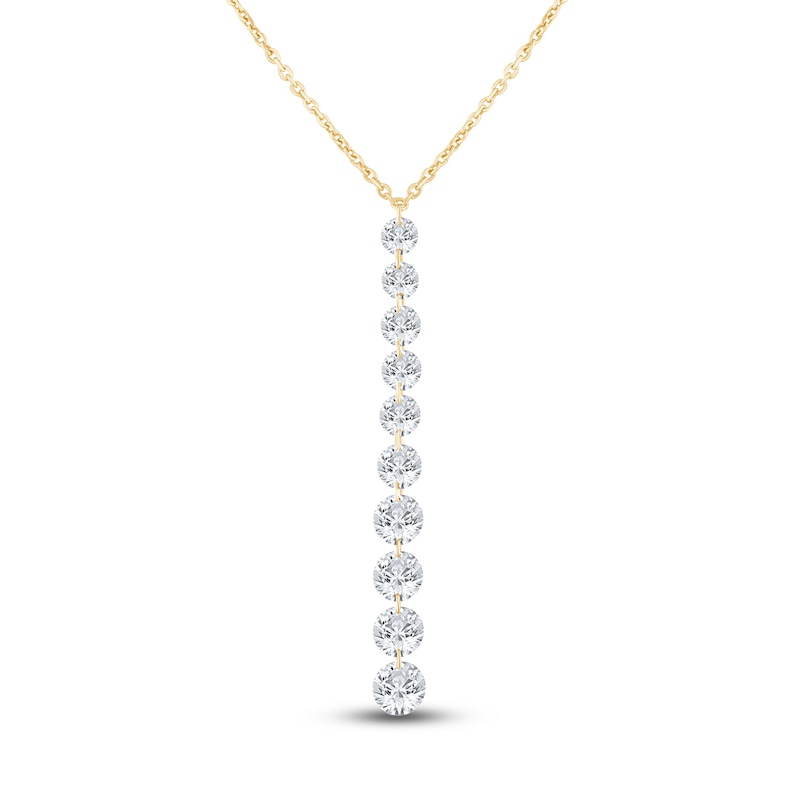 Main Image 1 of Jared Signature Collection Lab-Grown Diamond Graduated Drop Necklace 1-1/2 ct tw 14K Yellow Gold 18"