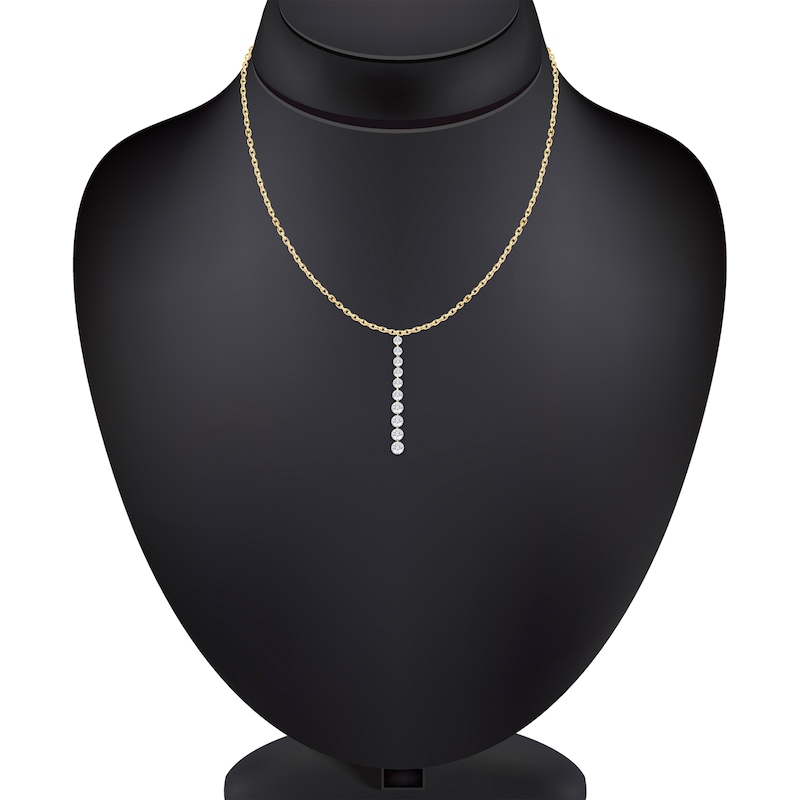 Main Image 5 of Jared Signature Collection Lab-Grown Diamond Graduated Drop Necklace 1-1/2 ct tw 14K Yellow Gold 18"