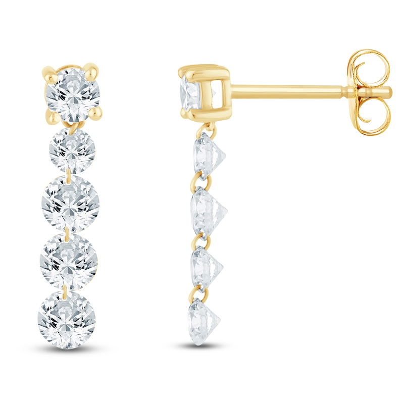 Main Image 1 of Jared Signature Collection Lab-Grown Diamond Graduated Drop Earrings 1-3/4 ct tw 14K Yellow Gold