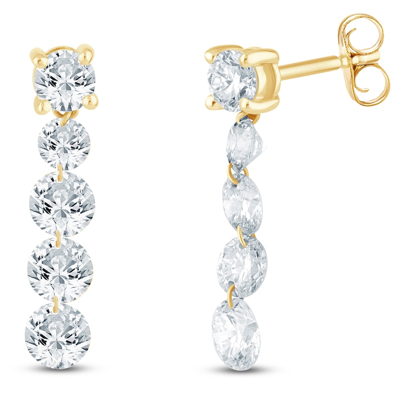 Main Image 2 of Jared Signature Collection Lab-Grown Diamond Graduated Drop Earrings 1-3/4 ct tw 14K Yellow Gold