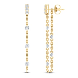 Jared Signature Collection Lab-Grown Diamond Convertible Chain Drop Earrings 1 ct tw 14K Yellow Gold