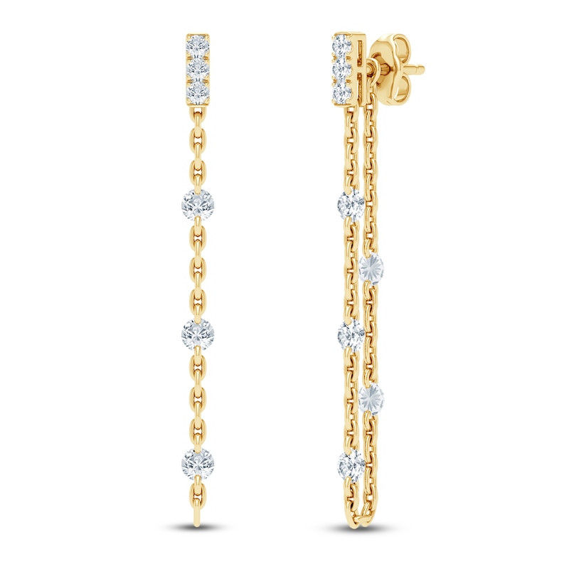 Main Image 2 of Jared Signature Collection Lab-Grown Diamond Convertible Chain Drop Earrings 1 ct tw 14K Yellow Gold