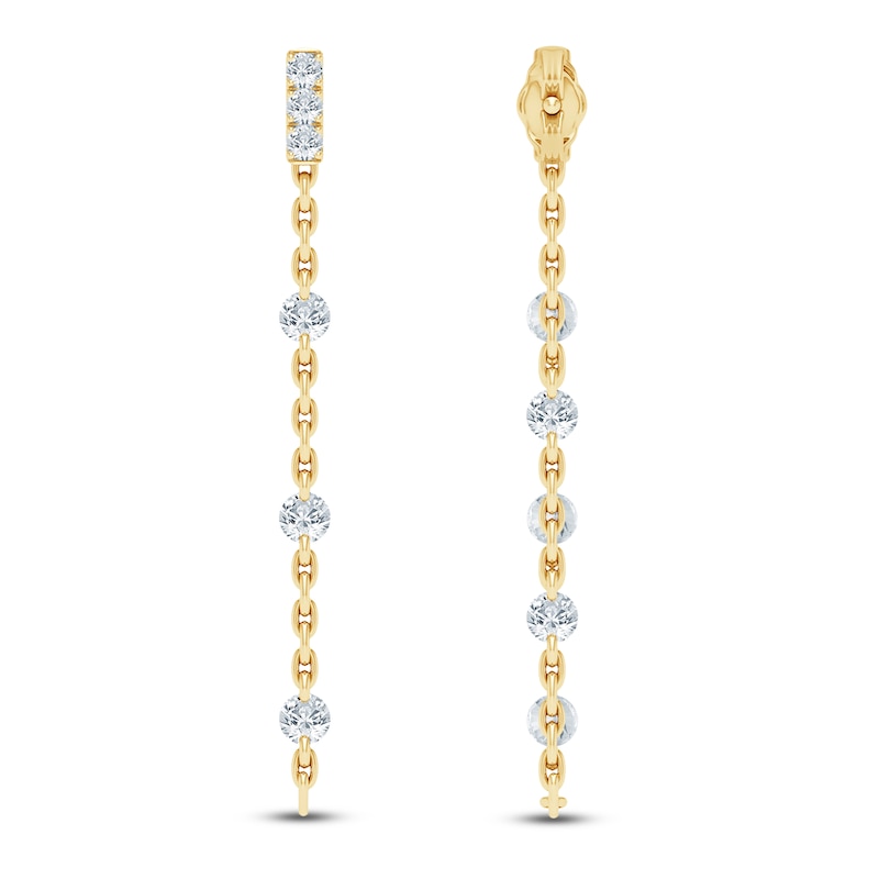 Main Image 3 of Jared Signature Collection Lab-Grown Diamond Convertible Chain Drop Earrings 1 ct tw 14K Yellow Gold