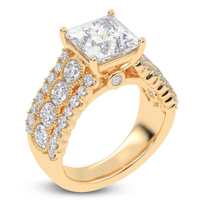 Main Image 2 of Princess-Cut Created By Jared Studio Lab-Grown Diamond Engagement Ring 3-3/4 ct tw 14K Yellow Gold