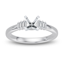 Certified Baguette-Cut Diamond Engagement Ring Setting 1/8 ct tw 14K White Gold