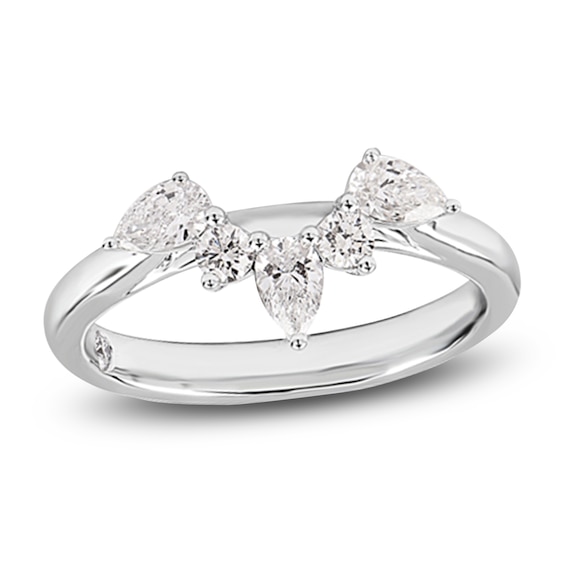 Storied Diamond Desert Sands of Eternity Pear-Shaped & Round-Cut Contour Anniversary Ring 5/8 ct tw 18K White Gold