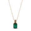 Thumbnail Image 1 of Le Vian Rectangle-Cut Natural Emerald Necklace 1/15 ct tw Diamonds 14K Honey Gold 19"