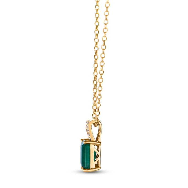 Main Image 2 of Le Vian Rectangle-Cut Natural Emerald Necklace 1/15 ct tw Diamonds 14K Honey Gold 19"