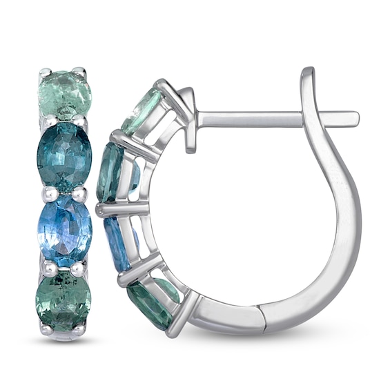 Le Vian Montana Sapphire Ombré Oval-Cut Hoop Earrings 14K Vanilla Gold