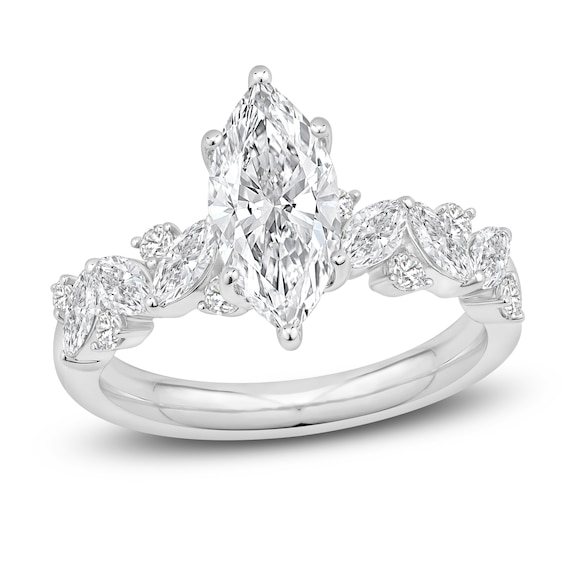 Certified Marquise-Cut Lab-Grown Diamond Hidden Halo Engagement Ring 2-1/3 ct tw 14K White Gold