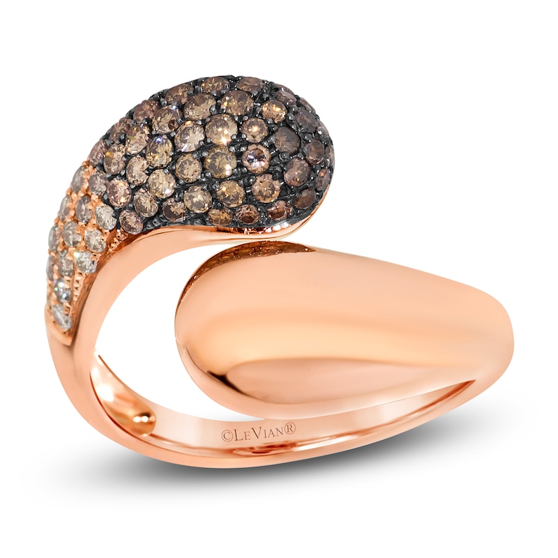 Main Image 1 of Le Vian Chocolate Ombré Diamond Bypass Ring 5/8 ct tw 14K Strawberry Gold