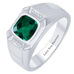 Engravable Men's Gemstone Ring (1 Stone and Line)