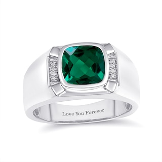 Engravable Men's Gemstone Ring (1 Stone and Line)
