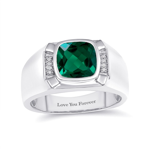 Engravable Men's Gemstone Ring (1 Stone and Line)