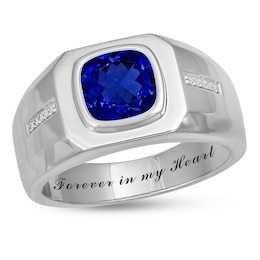 Men's Engravable Gemstone Ring (1 Stone and Line)