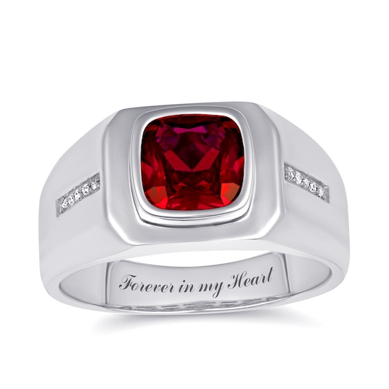 Men's Engravable Gemstone Ring (1 Stone and Line)