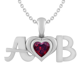 Birthstone Couple's Initial Necklace (1 Stone and 2 Initials)