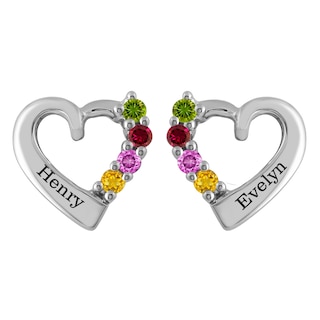 Birthstone Family & Mother's Earrings (1-4 Stones and 2 Lines)