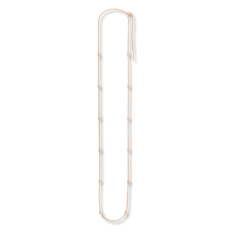 Main Image 1 of Diamond Necklace 1/4 ct tw Round 14K Rose Gold 22"
