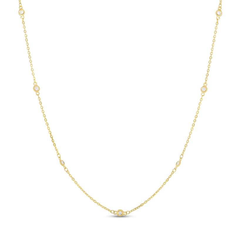 Diamond Necklace 1/4 ct tw Round 14K Yellow Gold 22"