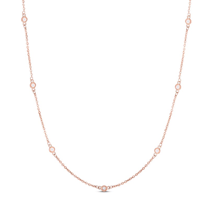 Main Image 1 of Diamond Necklace 1/4 ct tw Round 14K Rose Gold 22"
