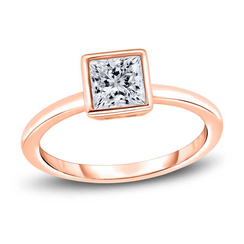 Main Image 1 of Diamond Solitaire Engagement Ring 3/4 ct tw Bezel-Set Princess 14K Rose Gold (I2/I)