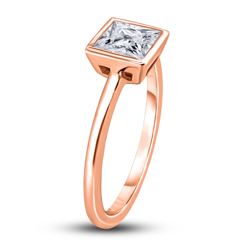 Main Image 2 of Diamond Solitaire Engagement Ring 3/4 ct tw Bezel-Set Princess 14K Rose Gold (I2/I)